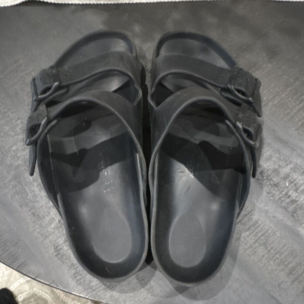 Birkenstock Men's Black 2-Strap Adjustable Buckle Slide Sandals EU 41